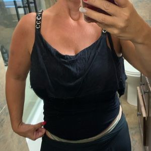 Raw hem flounce tank